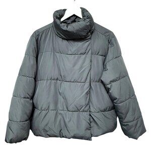 OLD NAVY Puffer Jacket Medium Petite Gray Green Womens Coat